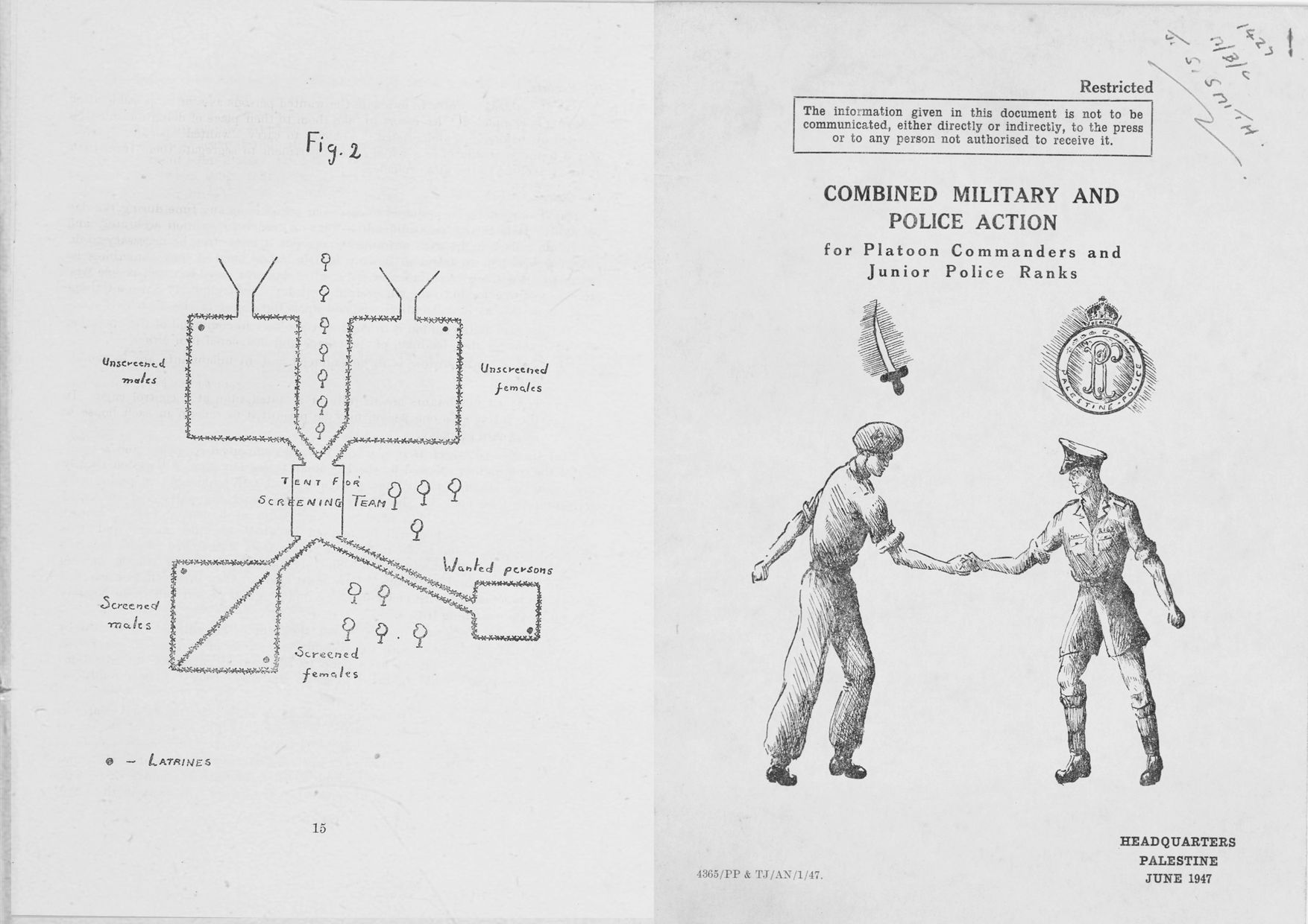Restricted: combined military and police action for platoon commanders junior police ranks, headquarters palestine june 1947
